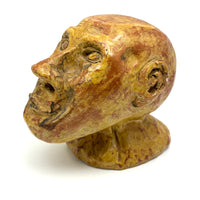 Soulful, Intense Yellow Glazed Hand-Sculpted Clay Head