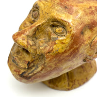 Soulful, Intense Yellow Glazed Hand-Sculpted Clay Head