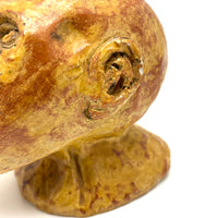 Soulful, Intense Yellow Glazed Hand-Sculpted Clay Head