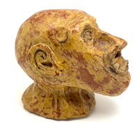 Soulful, Intense Yellow Glazed Hand-Sculpted Clay Head