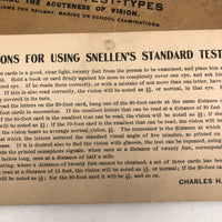 Snellen Vision Testing Cards Set for Railway, Marine and School Exams, Early 20th C.