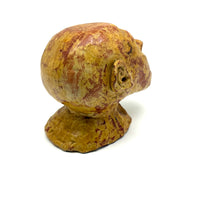 Soulful, Intense Yellow Glazed Hand-Sculpted Clay Head