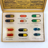 Candy Colored Vintage Salesman Sample Pill Capsules Encased Under Film, S.E. Messengill Co.