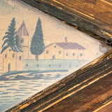 Incredible Late 18th/Early 19th Century Prisoner of War Book Shaped Straw Work Sewing Box with Four Inlaid Watercolors