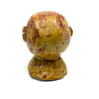 Soulful, Intense Yellow Glazed Hand-Sculpted Clay Head