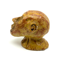 Soulful, Intense Yellow Glazed Hand-Sculpted Clay Head