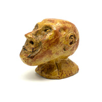 Soulful, Intense Yellow Glazed Hand-Sculpted Clay Head