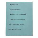 Found Poetry: Original 19th Century Mount Lebanon Shaker Soft Blue Sheet of Uncut Labels with Spelling Flaw, Ex. Andrews Collection