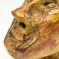 Soulful, Intense Yellow Glazed Hand-Sculpted Clay Head