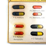 Candy Colored Vintage Salesman Sample Pill Capsules Encased Under Film, S.E. Messengill Co.