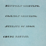 Found Poetry: Original 19th Century Mount Lebanon Shaker Soft Blue Sheet of Uncut Labels with Spelling Flaw, Ex. Andrews Collection