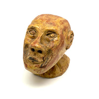 Soulful, Intense Yellow Glazed Hand-Sculpted Clay Head