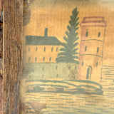 Incredible Late 18th/Early 19th Century Prisoner of War Book Shaped Straw Work Sewing Box with Four Inlaid Watercolors