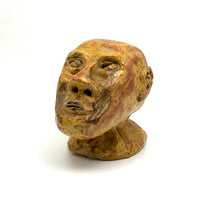 Soulful, Intense Yellow Glazed Hand-Sculpted Clay Head