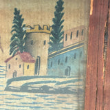 Incredible Late 18th/Early 19th Century Prisoner of War Book Shaped Straw Work Sewing Box with Four Inlaid Watercolors