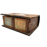 Incredible Late 18th/Early 19th Century Prisoner of War Book Shaped Straw Work Sewing Box with Four Inlaid Watercolors
