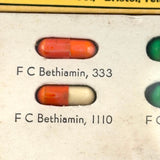 Candy Colored Vintage Salesman Sample Pill Capsules Encased Under Film, S.E. Messengill Co.