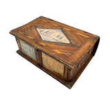 Incredible Late 18th/Early 19th Century Prisoner of War Book Shaped Straw Work Sewing Box with Four Inlaid Watercolors