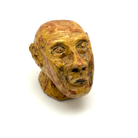 Soulful, Intense Yellow Glazed Hand-Sculpted Clay Head