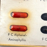 Candy Colored Vintage Salesman Sample Pill Capsules Encased Under Film, S.E. Messengill Co.