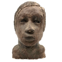 Expressive Hand-sculpted Clay Bust of a Sensitive Looking Boy