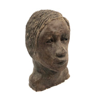 Expressive Hand-sculpted Clay Bust of a Sensitive Looking Boy