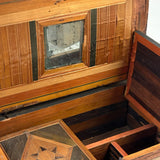 Incredible Late 18th/Early 19th Century Prisoner of War Book Shaped Straw Work Sewing Box with Four Inlaid Watercolors