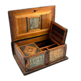 Incredible Late 18th/Early 19th Century Prisoner of War Book Shaped Straw Work Sewing Box with Four Inlaid Watercolors