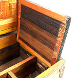 Incredible Late 18th/Early 19th Century Prisoner of War Book Shaped Straw Work Sewing Box with Four Inlaid Watercolors