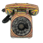 C. 1970s Richly Resonant Rotary Phone in Rasta Colors