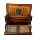 Incredible Late 18th/Early 19th Century Prisoner of War Book Shaped Straw Work Sewing Box with Four Inlaid Watercolors