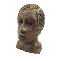 Expressive Hand-sculpted Clay Bust of a Sensitive Looking Boy