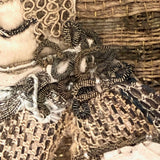 Fantastic 17th Century English Needlework Fragment, Portrait of Young Woman with Large Hands and Flower