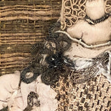 Fantastic 17th Century English Needlework Fragment, Portrait of Young Woman with Large Hands and Flower