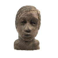 Expressive Hand-sculpted Clay Bust of a Sensitive Looking Boy