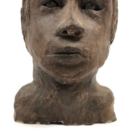 Expressive Hand-sculpted Clay Bust of a Sensitive Looking Boy