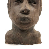 Expressive Hand-sculpted Clay Bust of a Sensitive Looking Boy