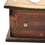 Incredible Late 18th/Early 19th Century Prisoner of War Book Shaped Straw Work Sewing Box with Four Inlaid Watercolors