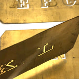 Paper Thin Beautiful Antique Brass Architect's Alphabet Stencil Set (Set A)