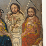 La Santísima Trinidad (The Holy Trinity), 19th Century Spanish Colonial Retablo, Oil on Tin