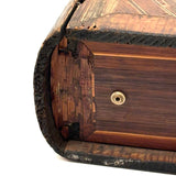 Incredible Late 18th/Early 19th Century Prisoner of War Book Shaped Straw Work Sewing Box with Four Inlaid Watercolors