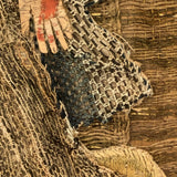 Fantastic 17th Century English Needlework Fragment, Portrait of Young Woman with Large Hands and Flower