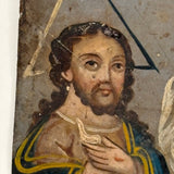 La Santísima Trinidad (The Holy Trinity), 19th Century Spanish Colonial Retablo, Oil on Tin