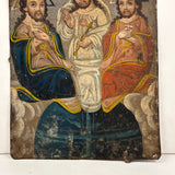 La Santísima Trinidad (The Holy Trinity), 19th Century Spanish Colonial Retablo, Oil on Tin