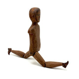 Antique Carved Jig Figure with Wonderful Graphite Drawn Face, Never Any Arms, and Dainty Boots!