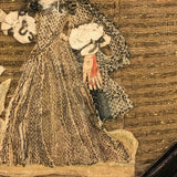 Fantastic 17th Century English Needlework Fragment, Portrait of Young Woman with Large Hands and Flower