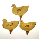 Three Sweet Old Yellow Garden Chicks