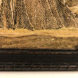 Fantastic 17th Century English Needlework Fragment, Portrait of Young Woman with Large Hands and Flower