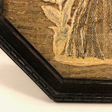 Fantastic 17th Century English Needlework Fragment, Portrait of Young Woman with Large Hands and Flower