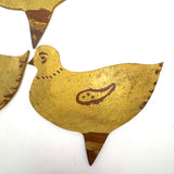 Three Sweet Old Yellow Garden Chicks